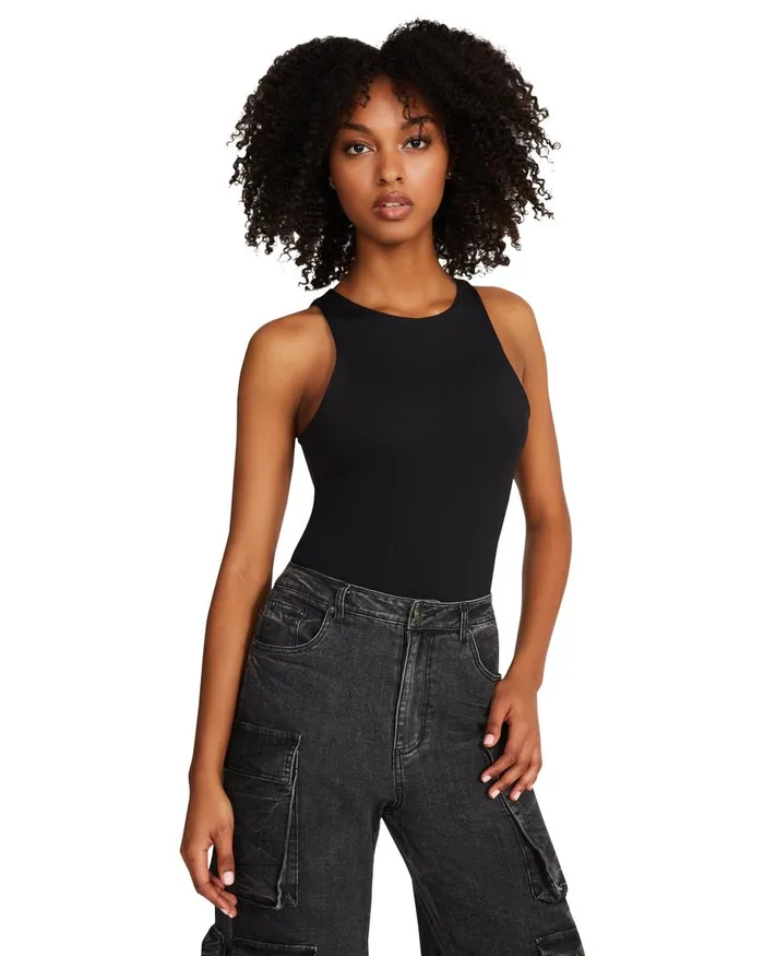 Steve Madden Nico Bodysuit Black Womens Tops and Shirts