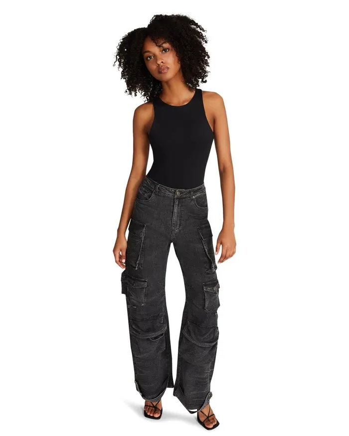 Steve Madden Nico Bodysuit Black Womens Tops and Shirts