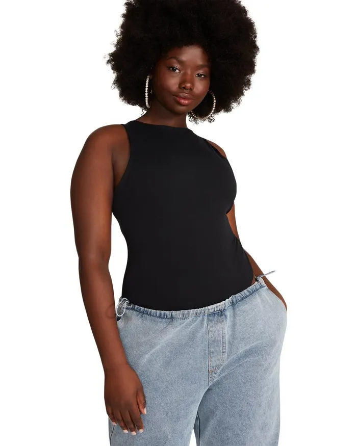 Steve Madden Nico Bodysuit Black Womens Tops and Shirts