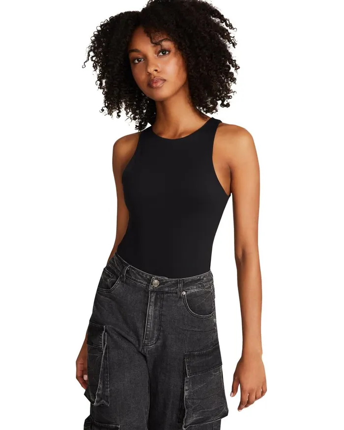 Steve Madden Nico Bodysuit Black Womens Tops and Shirts