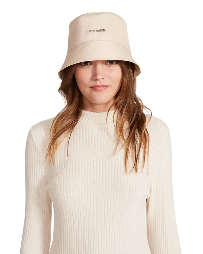 Steve Madden Nylon Bucket Hat Khaki Fabric Womens Hats Scarves and Gloves