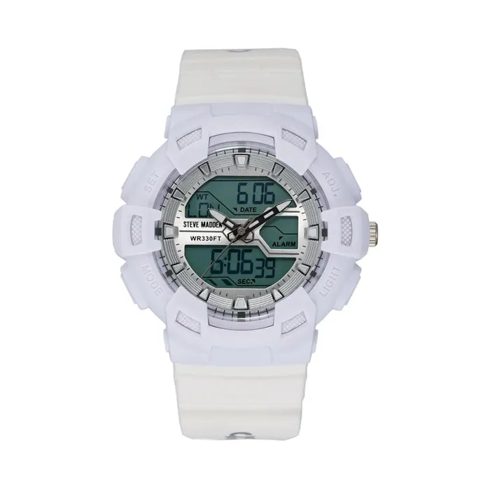 Steve Madden Oversized Sport Watch White Womens Watches