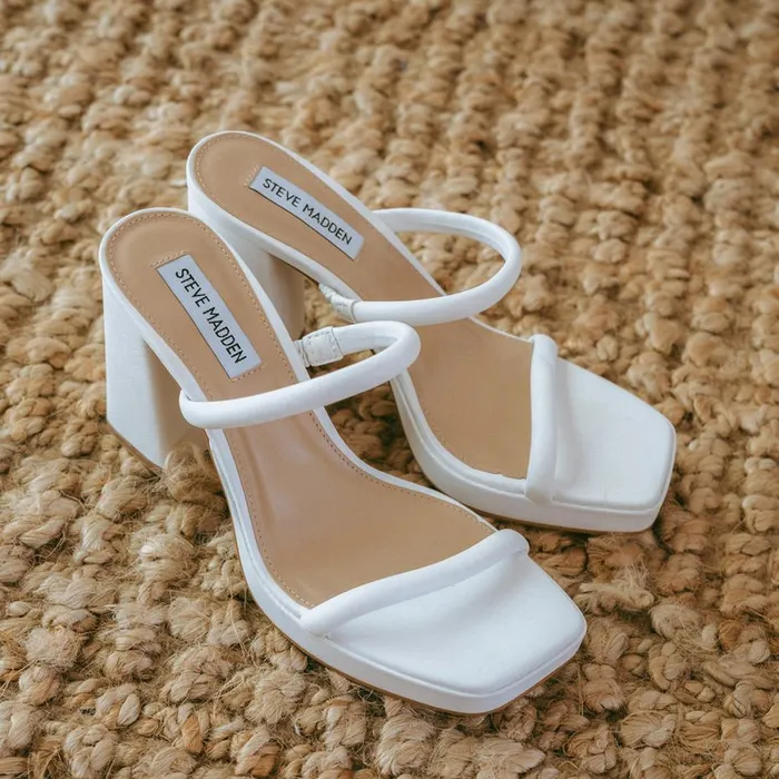 Steve Madden Polly White Womens Heels