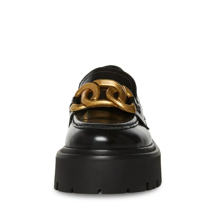Steve Madden Rover Black Leather Womens Loafers and Flats