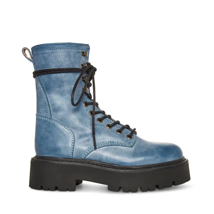 Steve Madden Rowen Blue Leather Womens Boots and Booties