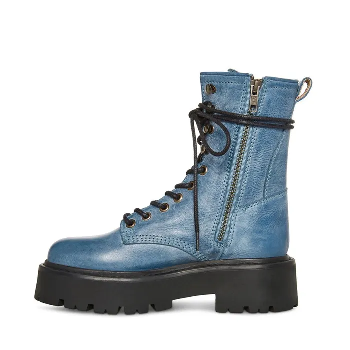 Steve Madden Rowen Blue Leather Womens Boots and Booties