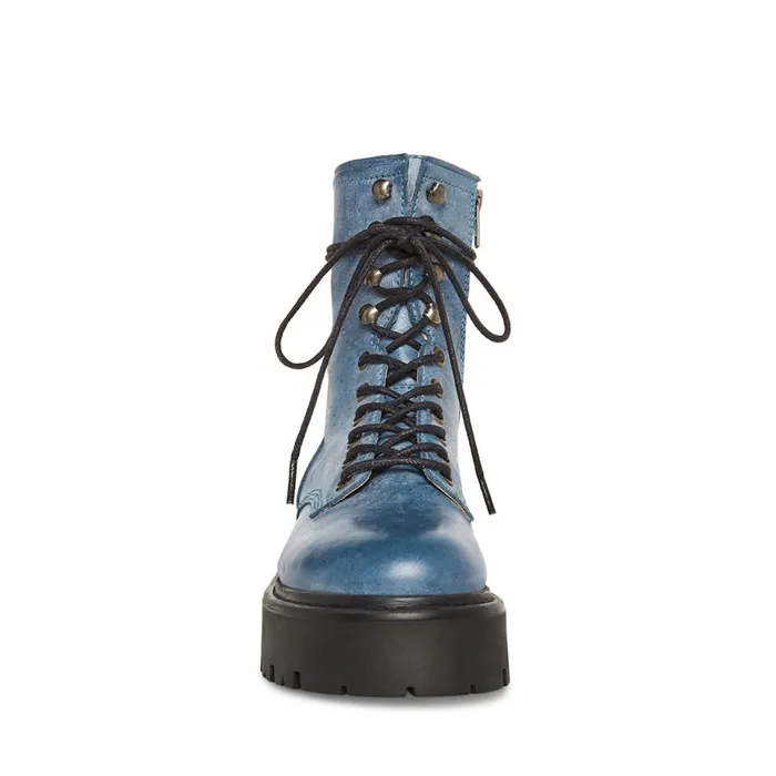 Steve Madden Rowen Blue Leather Womens Boots and Booties