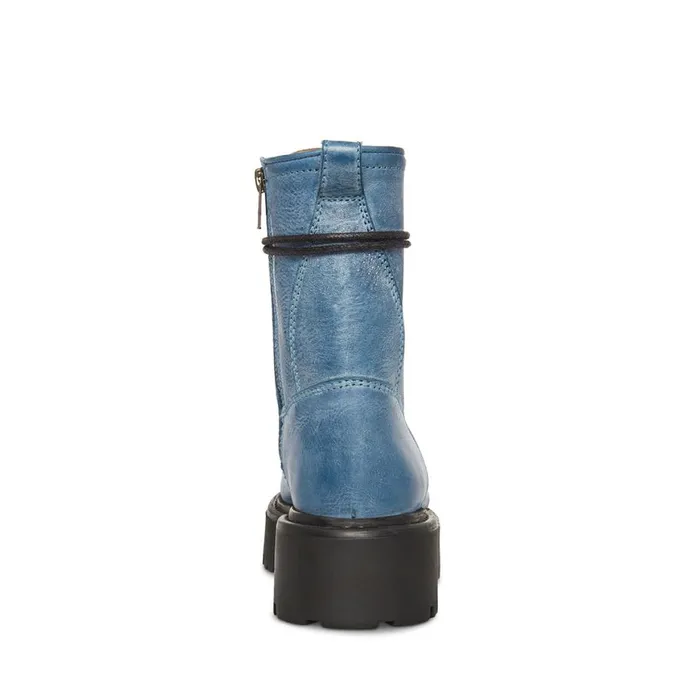 Steve Madden Rowen Blue Leather Womens Boots and Booties