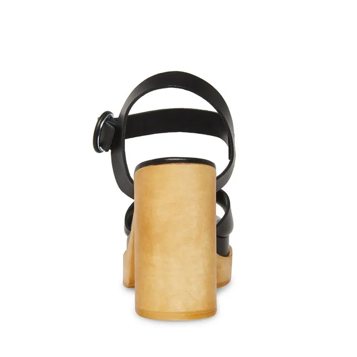 Steve Madden Ruth Black Leather Womens Sandals