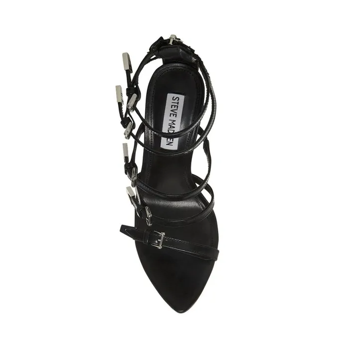 Steve Madden Simone Black Leather Womens Heels