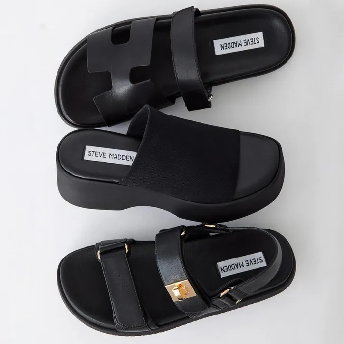 Steve Madden Slinky30 Black Womens Sandals