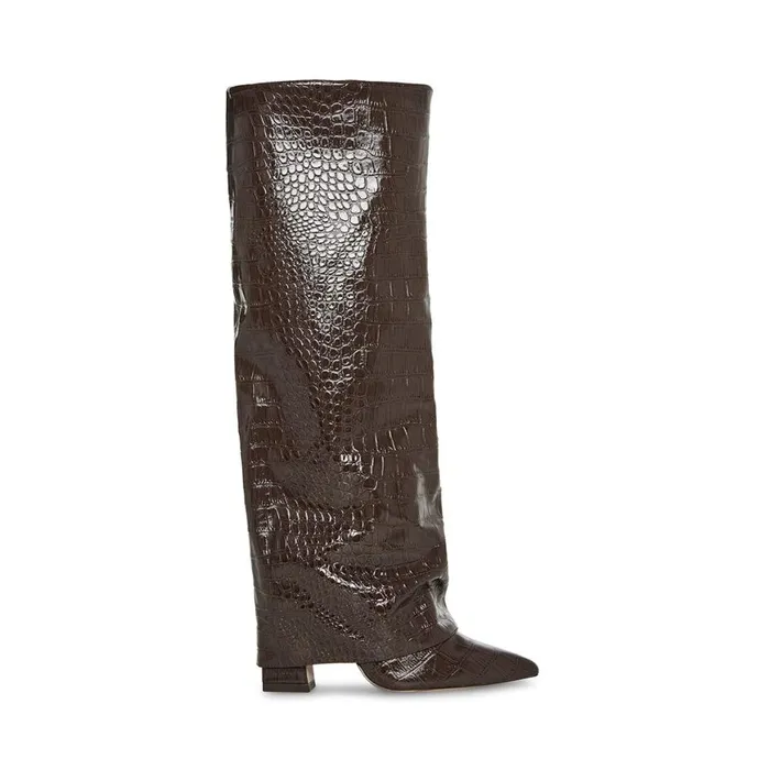 Steve Madden Stuntin Brown Crocodile Womens Boots and Booties