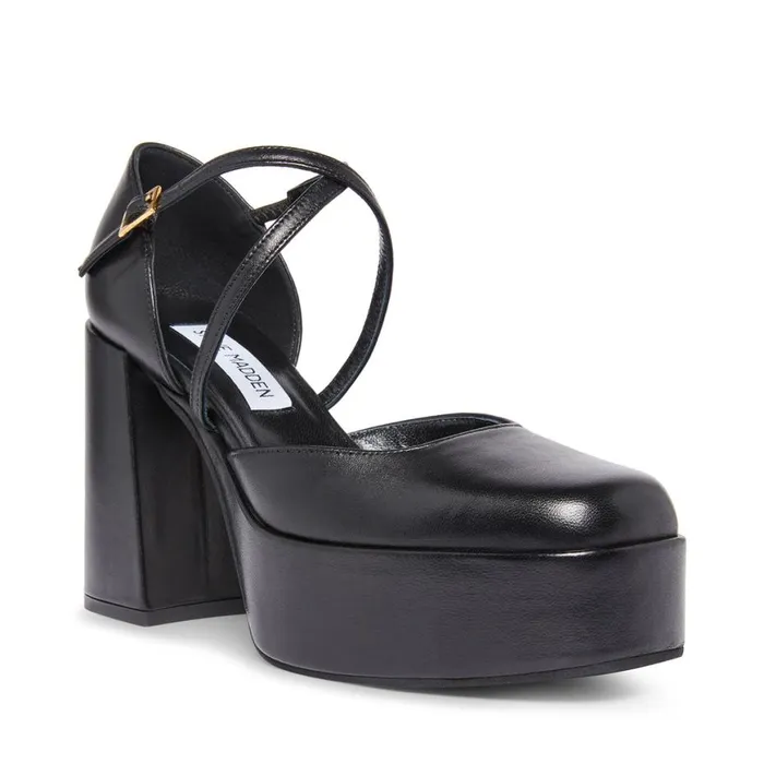 Steve Madden Suzanna Black Leather Womens Heels
