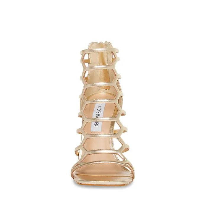 Steve Madden Upward Gold Leather Womens Heels