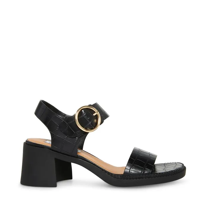 Steve Madden Vianna Black Crocodile Womens Sandals