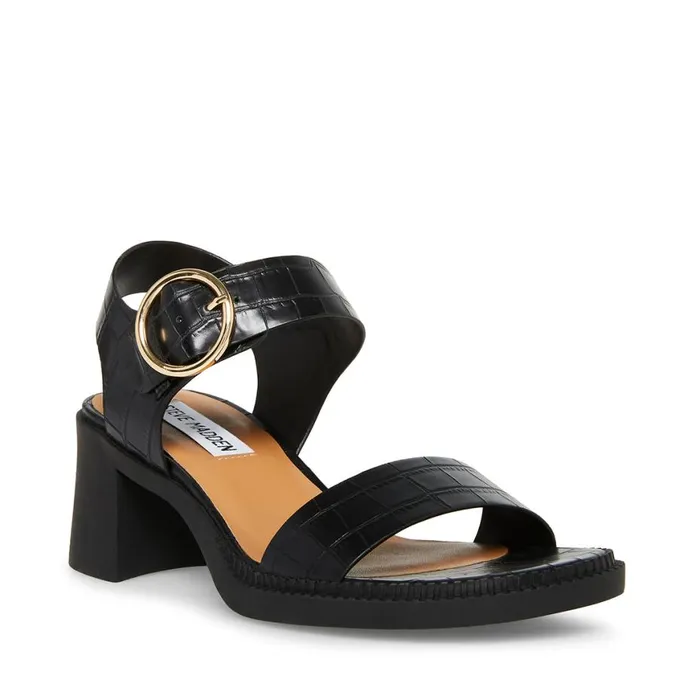 Steve Madden Vianna Black Crocodile Womens Sandals