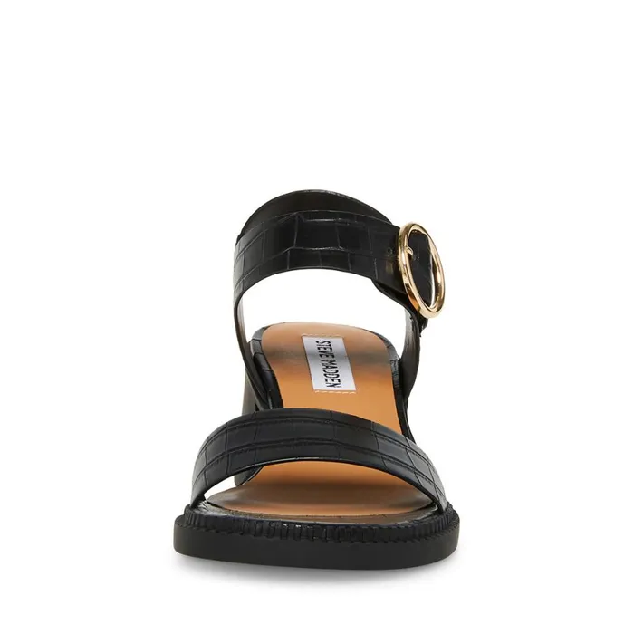 Steve Madden Vianna Black Crocodile Womens Sandals