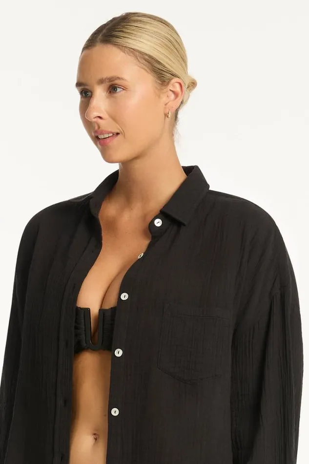 Sunset Beach Shirt Sunset Black Women Sea Level Tops