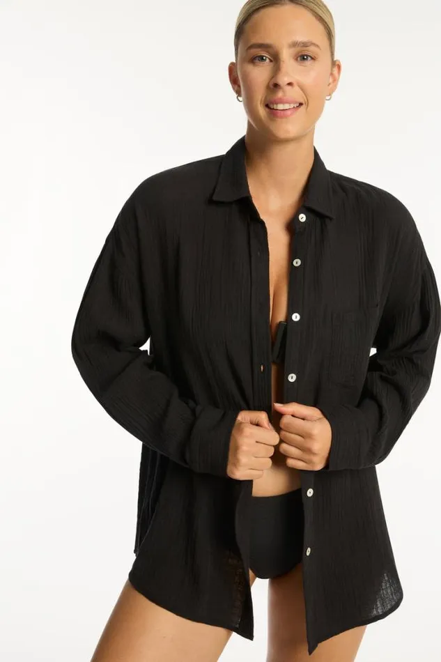 Sunset Beach Shirt Sunset Black Women Sea Level Tops
