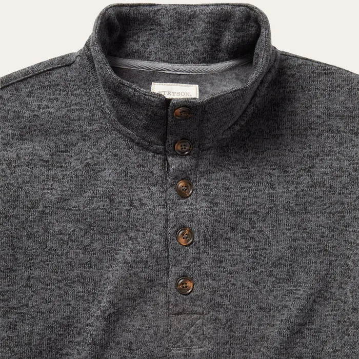 Sweaters and Hoodies Men Stetson ButtonFront Grey Pullover Knit Sweater Grey