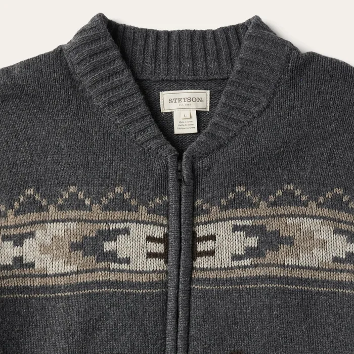 Sweaters and Hoodies Men Stetson Longhorn Cardigan Grey