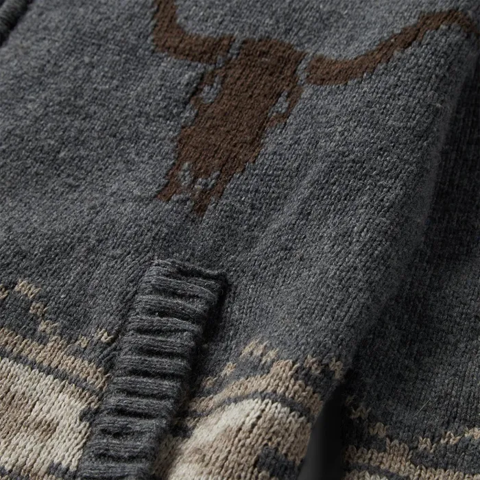 Sweaters and Hoodies Men Stetson Longhorn Cardigan Grey
