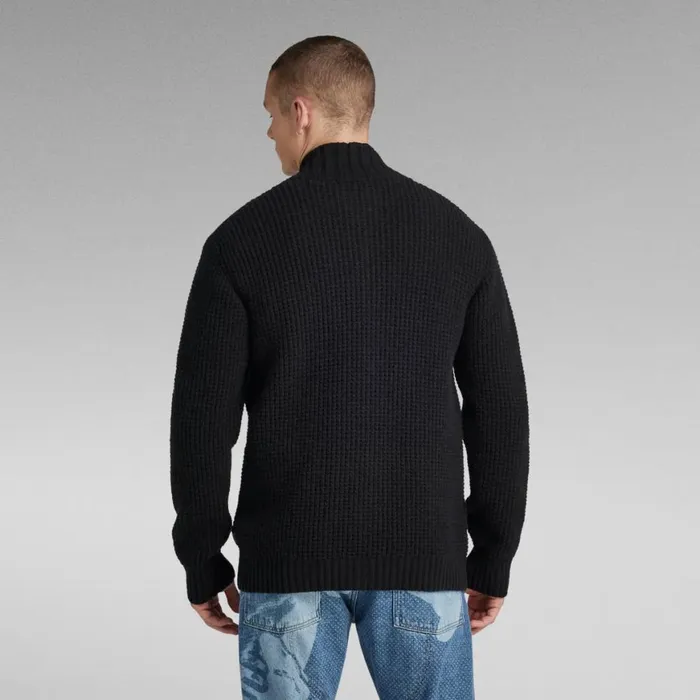 Sweaters Men GStar RAW Chunky Zip Cardigan Knit Dark Black