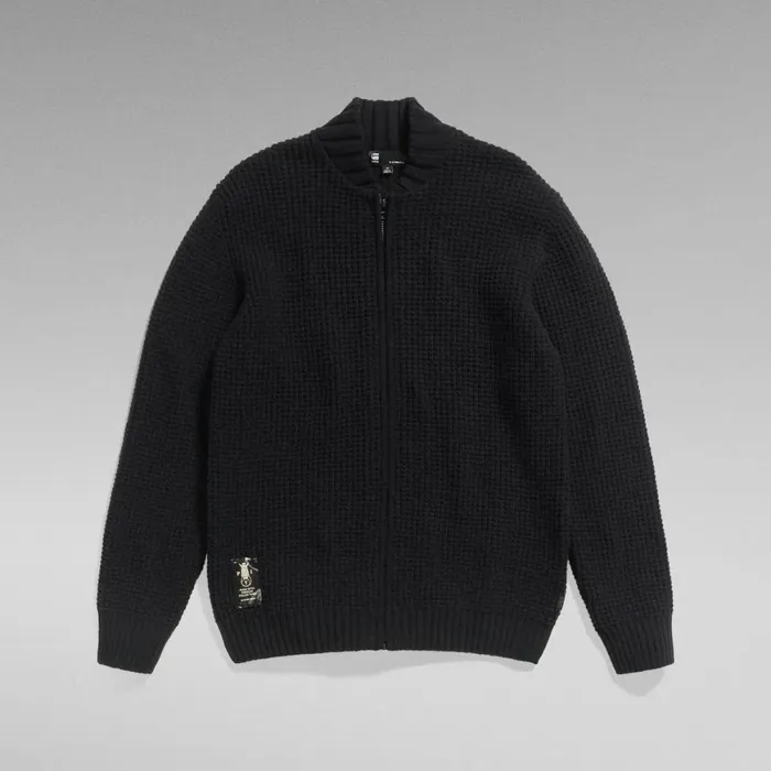 Sweaters Men GStar RAW Chunky Zip Cardigan Knit Dark Black