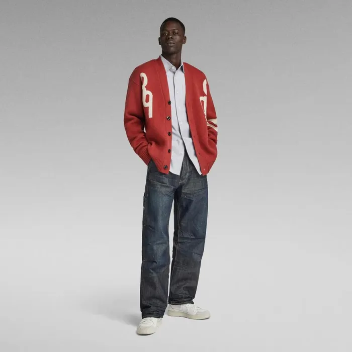 Sweaters Men GStar RAW Holiday 89 GS Loose Knitted Cardigan Burned Red