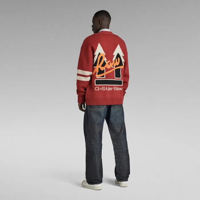 Sweaters Men GStar RAW Holiday 89 GS Loose Knitted Cardigan Burned Red