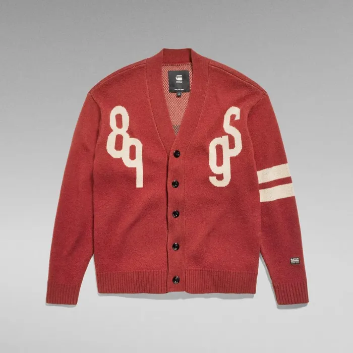 Sweaters Men GStar RAW Holiday 89 GS Loose Knitted Cardigan Burned Red