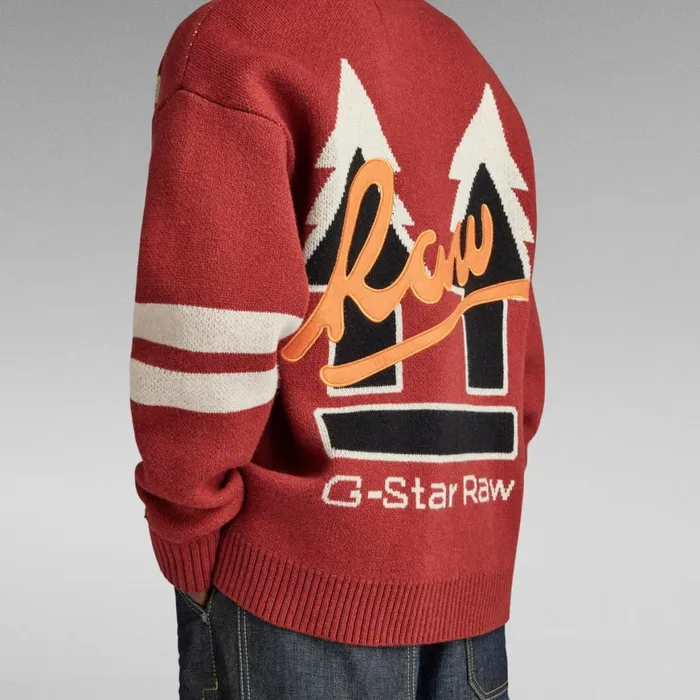 Sweaters Men GStar RAW Holiday 89 GS Loose Knitted Cardigan Burned Red
