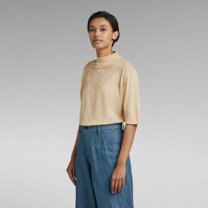 Sweaters Women GStar RAW Core Mock Neck Knitted Top Ivory Cream