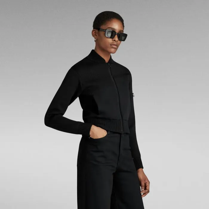 Sweaters Women GStar RAW Moto Knitted Bomber Sweater Dark Black