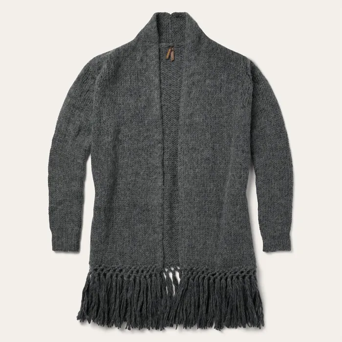 Sweaters Women Stetson Charcoal Fringed Cardigan Grey