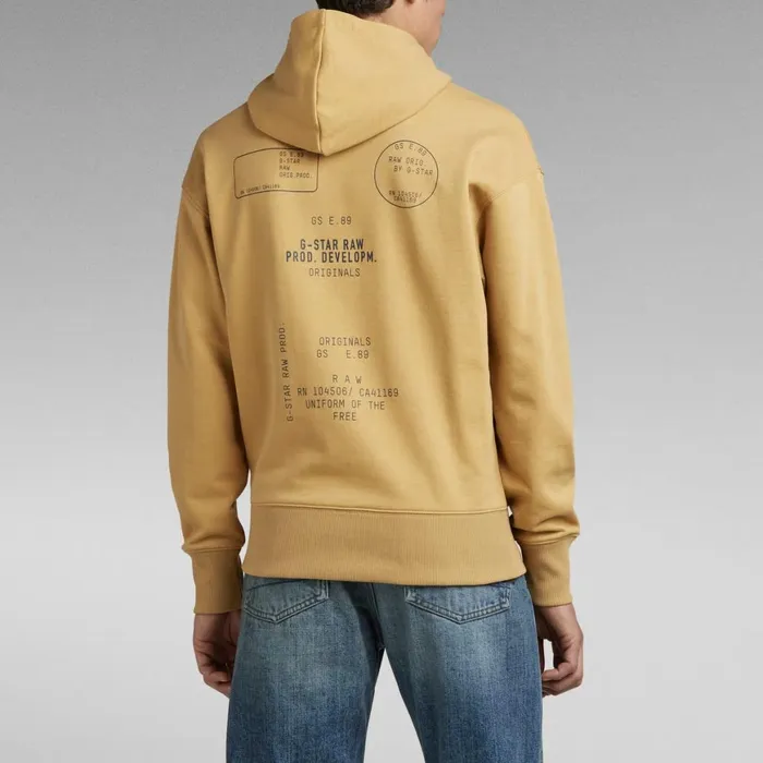 Sweatshirts and Hoodies Men GStar RAW Back Graphic Loose Hooded Sweater Prairie Sand