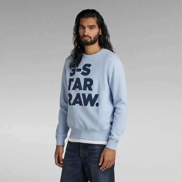 Sweatshirts and Hoodies Men GStar RAW Bold Graphic Sweater Light Wave
