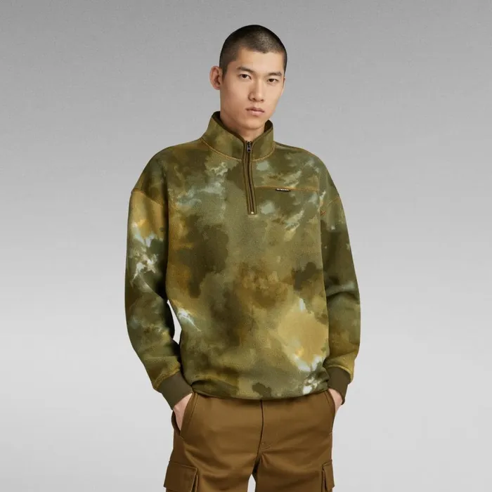Sweatshirts and Hoodies Men GStar RAW Fleece Half Zip Loose Sweater Tobacco Blurry Camo Sweatshirts and Hoodies Men GStar RAW Fleece Half Zip Loose Sweater Tobacco Blurry Camo