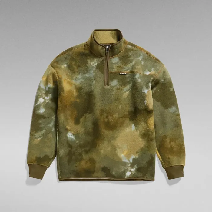 Sweatshirts and Hoodies Men GStar RAW Fleece Half Zip Loose Sweater Tobacco Blurry Camo