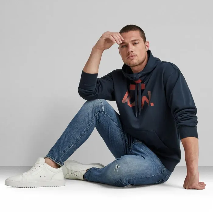 Sweatshirts and Hoodies Men GStar RAW RAW 7411 Loose Hooded Sweater Dark Patriot Blue