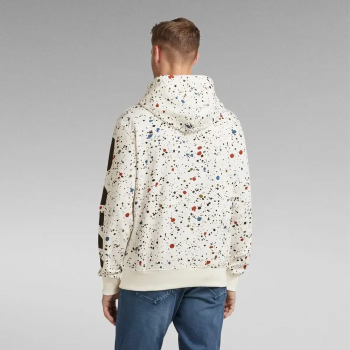 Sweatshirts and Hoodies Men GStar RAW Splatter Sleeve Graphic Hoodie Milk Splatter Multi Spots