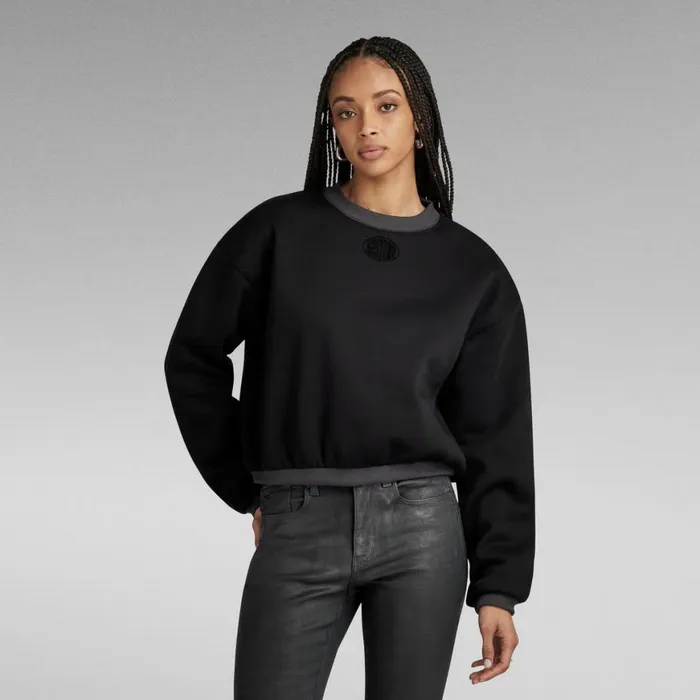 Sweatshirts and Hoodies Women GStar RAW Badge Logo Oversized Sweater Dark Black Sweatshirts and Hoodies Women GStar RAW Badge Logo Oversized Sweater Dark Black