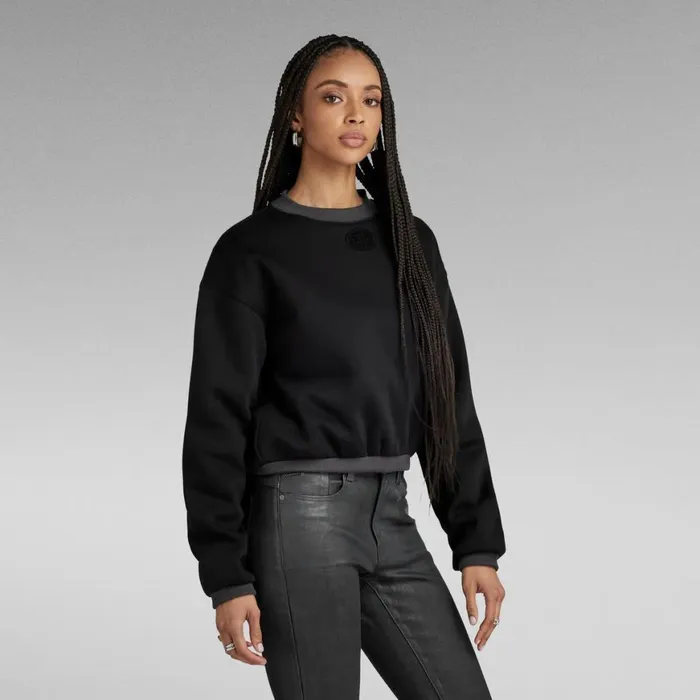 Sweatshirts and Hoodies Women GStar RAW Badge Logo Oversized Sweater Dark Black