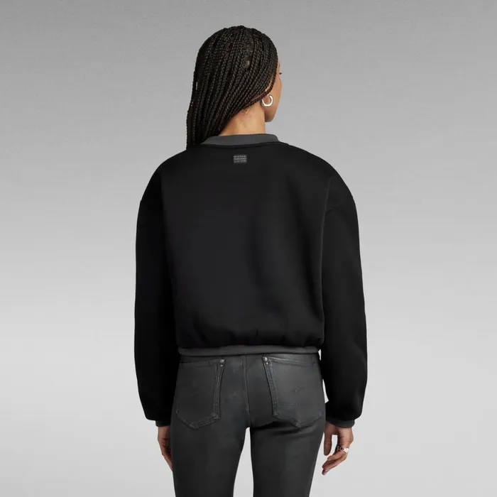 Sweatshirts and Hoodies Women GStar RAW Badge Logo Oversized Sweater Dark Black
