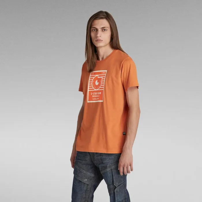 TShirts and Polos Men GStar RAW Boxed High Density Graphic TShirt Burned Orange