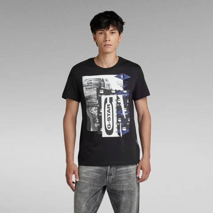 TShirts and Polos Men GStar RAW Denim Graphic TShirt Dark Black