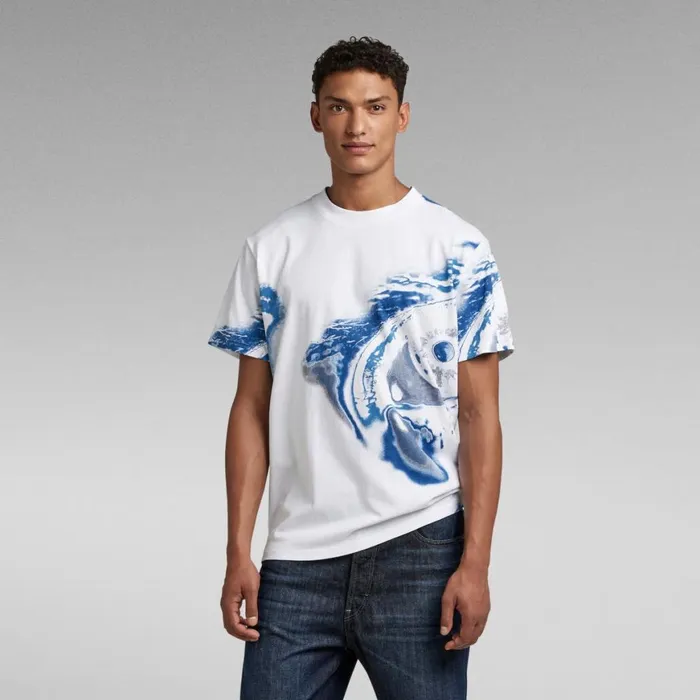 TShirts and Polos Men GStar RAW Saturated Eye Loose TShirt White Eye Dye