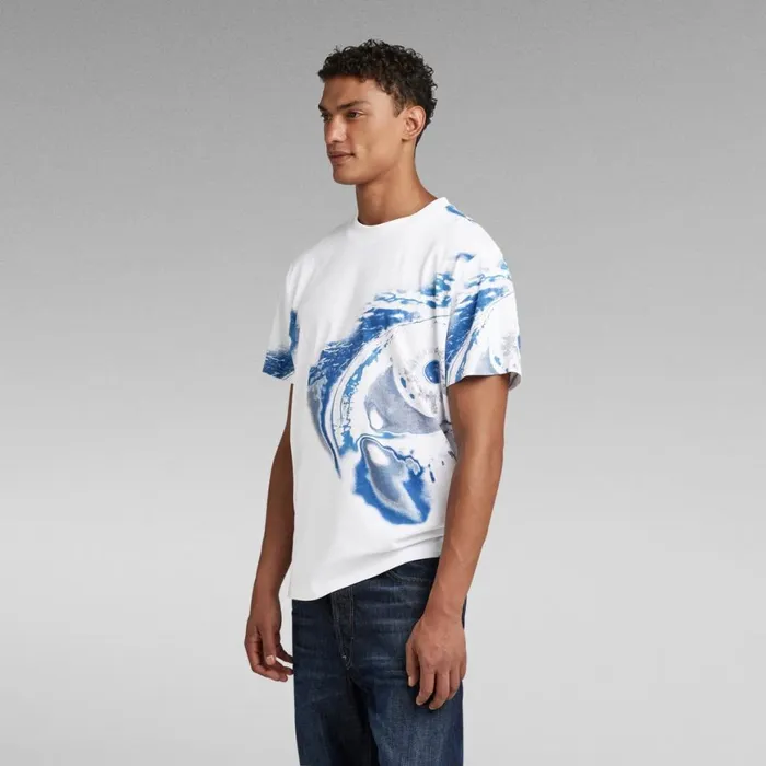 TShirts and Polos Men GStar RAW Saturated Eye Loose TShirt White Eye Dye
