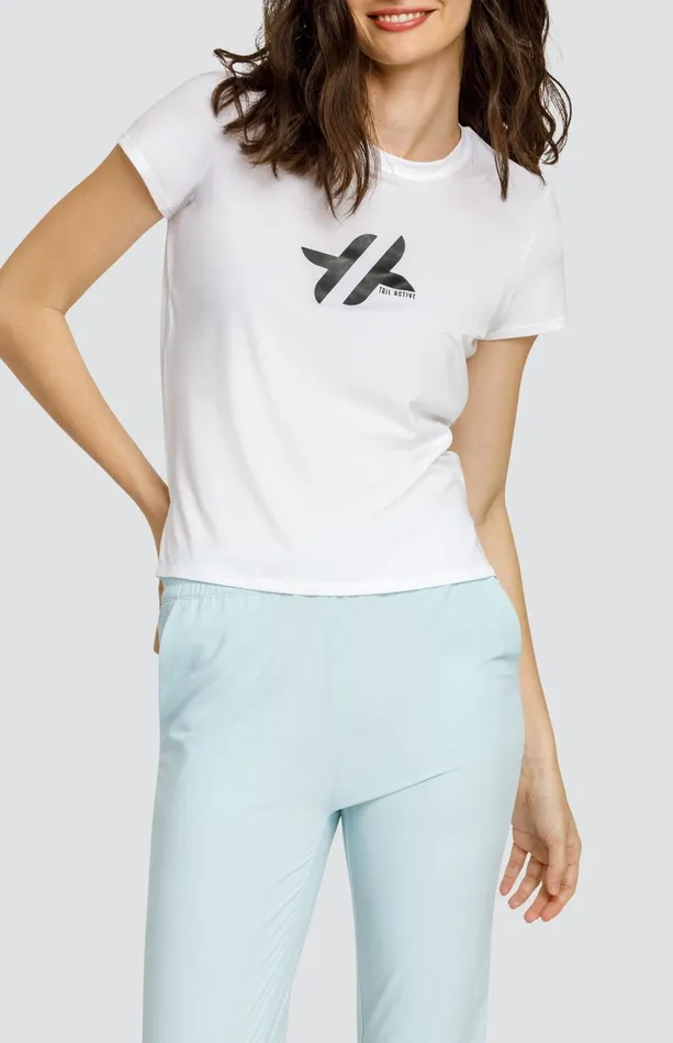 Tail Activewear Bijou Top 8211 Chalk White With Logo Women Short Sleeve
