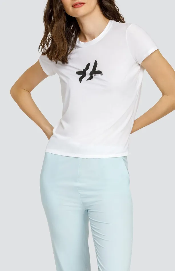Tail Activewear Bijou Top 8211 Chalk White With Logo Women Short Sleeve